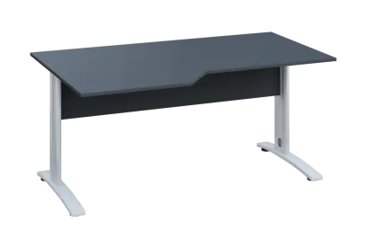 EZK 18 - 166 stůl kancelářský, rohový, levý, kovová podnož bílá, deska 18 mm, široký 1600 mm, antracit